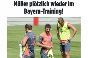 图片报：穆勒继续现身拜仁基地，在周二参与了球队合练