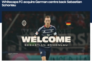 官方：温哥华白浪签下汉堡队长、31岁中卫舍恩劳，签1+1合同