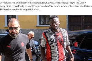 交易失败！踢球者：博尼法斯体检结果异常，AC米兰拒绝签约