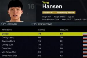 综评能力值70！杨瀚森2K26部分能力值详情：站扣75 中投&三分66