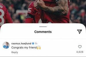 曼联取赛季第3胜！霍伊伦评论舍什科社媒：恭喜你，我的朋友